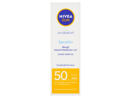 NIVEA SUN Sensitive ochranný pleťový krém pro citlivou pleť SPF 50 50 ml