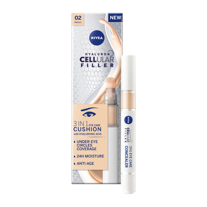 Nivea Hyaluron Cellular Filler tónovací oční krém v houbičce odstín 02 Medium 4 ml