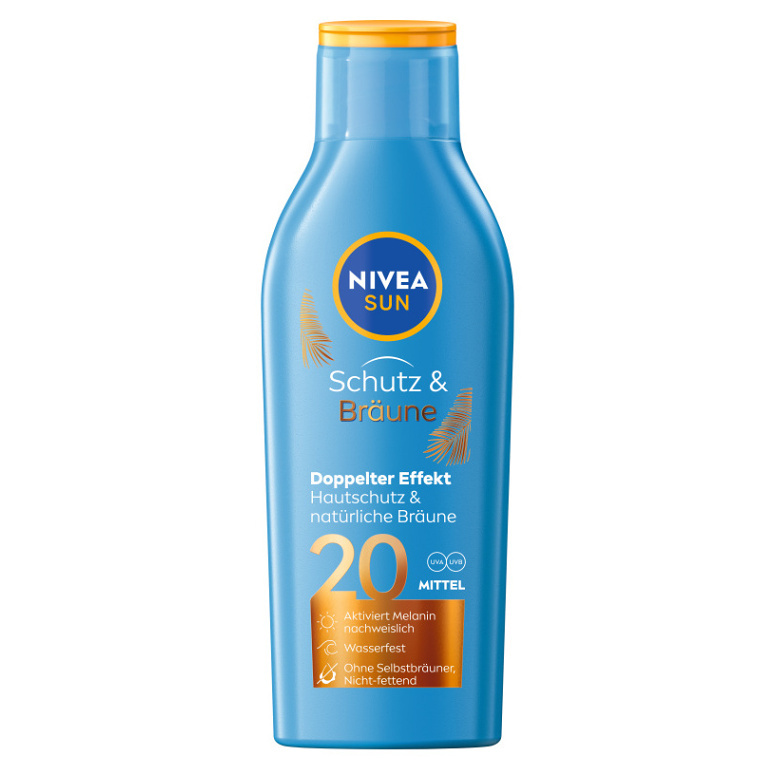 NIVEA SUN Protect & Bronze mléko na opalování podporující zhnědnutí SPF 20 200 ml