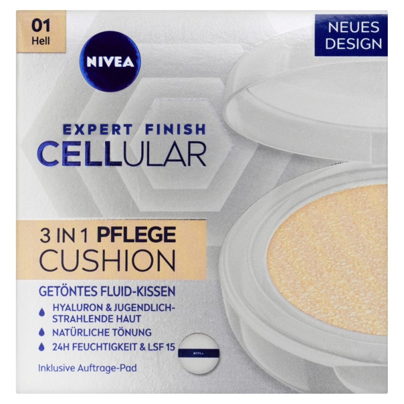 NIVEA Hyaluron Cellular Filler Cushion make-up v houbičce 3 v 1 odstín 01 Light 15 g