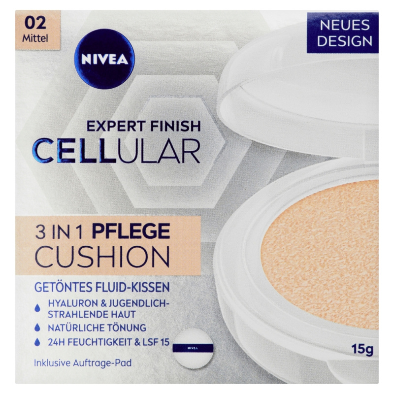NIVEA Hyaluron Cellular Filler Cushion make-up v houbičce 3 v 1 odstín 02 Medium 15 g