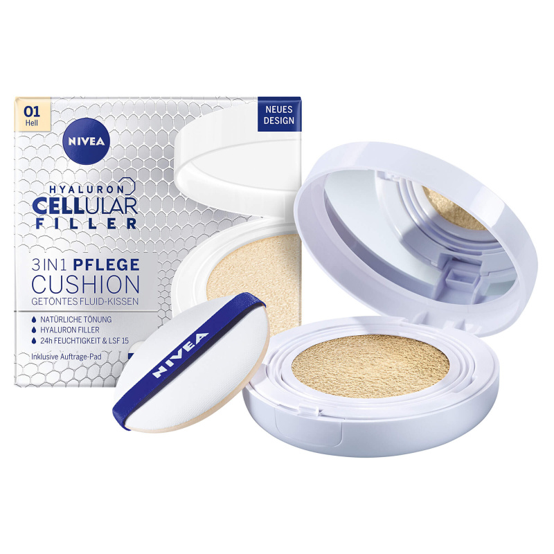 NIVEA Hyaluron Cellular Filler Cushion make-up v houbičce 3 v 1 odstín 02 Medium 15 g