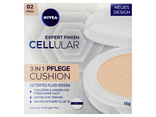 NIVEA Hyaluron Cellular Filler Cushion make-up v houbičce 3 v 1 odstín 02 Medium 15 g