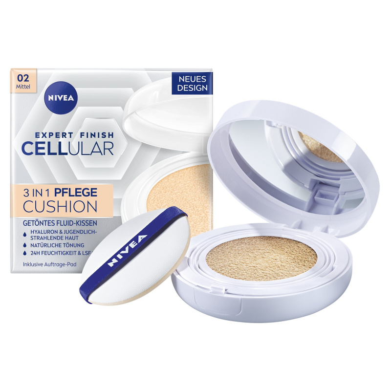 NIVEA Hyaluron Cellular Filler Cushion make-up v houbičce 3 v 1 odstín 02 Medium 15 g