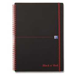Oxford Black n' Red - kroužkový blok - A4, 70 l., linkovaný, elastický pásek