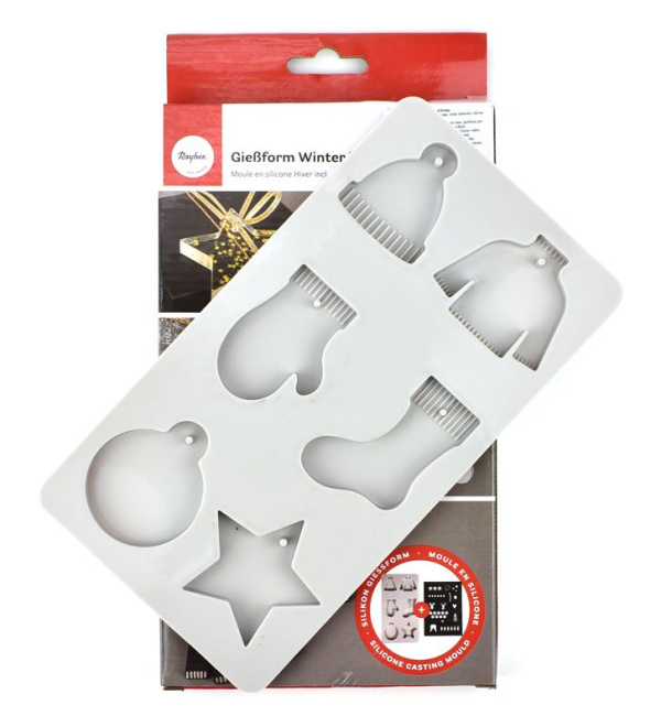 Silikonová odlévací forma, vánoční ozdoby, 6 motivů + šablona Ing.Eva Klejnová