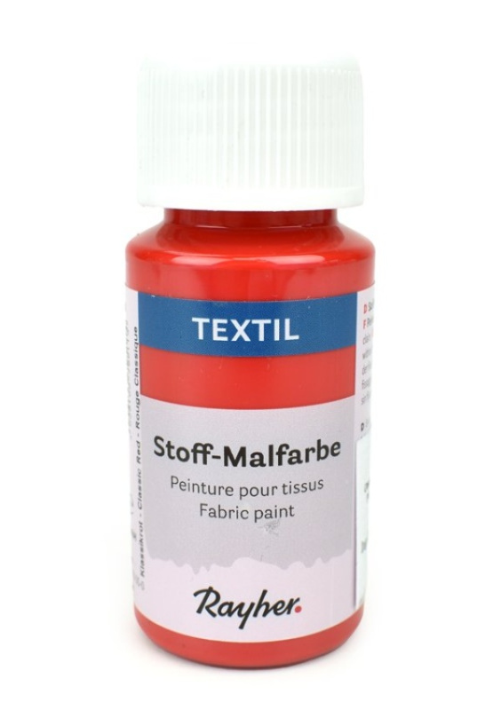 Barva na textil Rayher nezažehlovací, červená, 50 ml Ing.Eva Klejnová