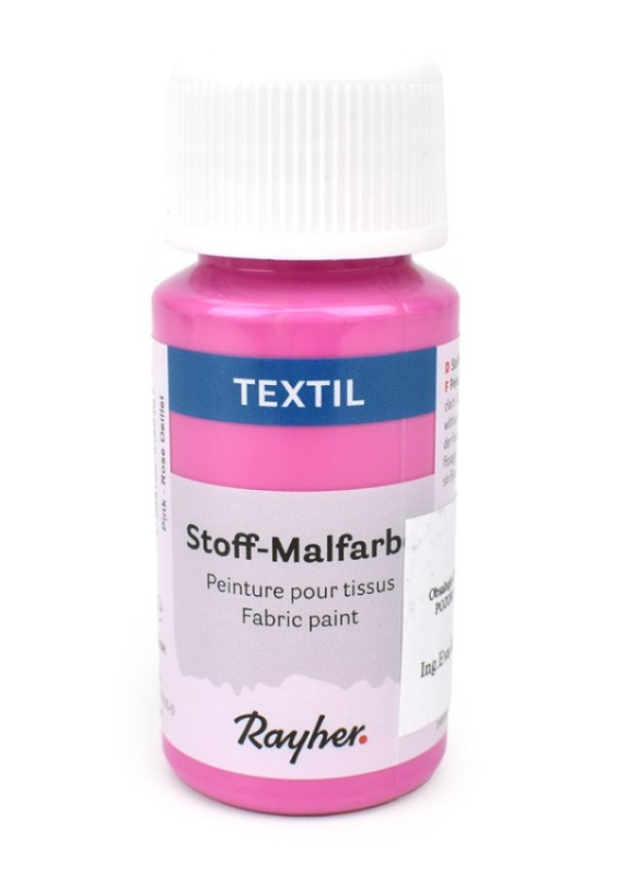 Barva na textil Rayher nezažehlovací, růžová, 50 ml Ing.Eva Klejnová
