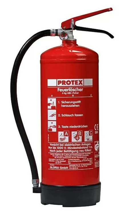 Práškový hasicí přístroj Gloria Protex / s nástěnným držákem / O 15 cm / 6 l / -30 °C až 60 °C / červená Varianta: ivi1