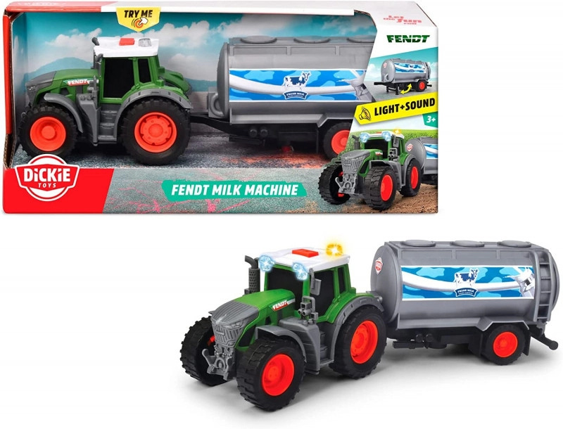 Dickie Farmářský traktor Fendt s přívěsem na mléko 26cm
