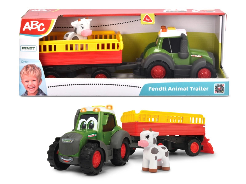 ABC Fendt traktor se zvířecím přívěsem a krávou