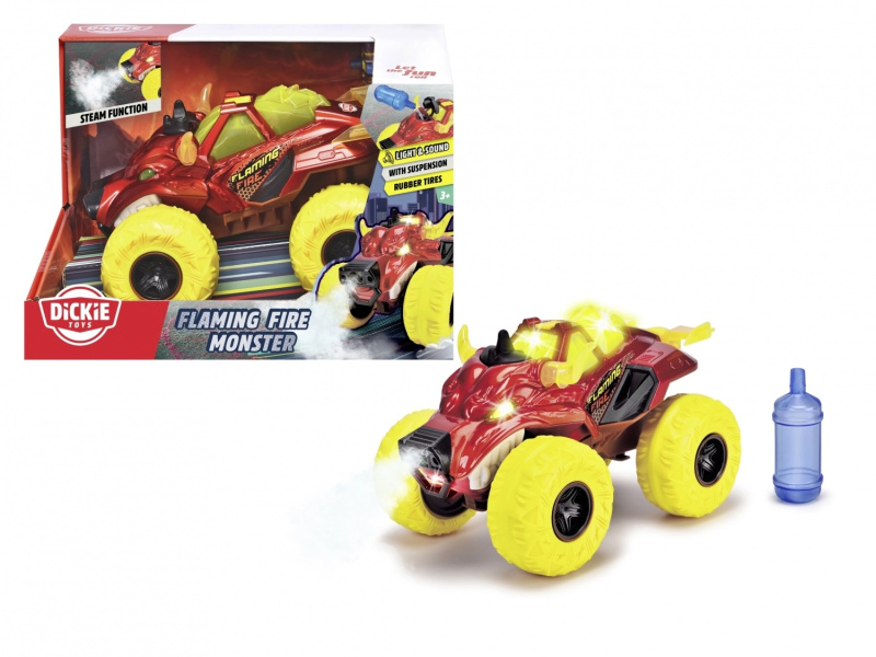 Dickie Toys Fire Monster – dětský monster truck se světly, zvuky a parou 25 cm