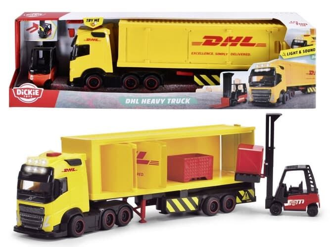Dickie DHL nákladní auto Volvo FH 16 s vysokozdvižným vozíkem 35 cm