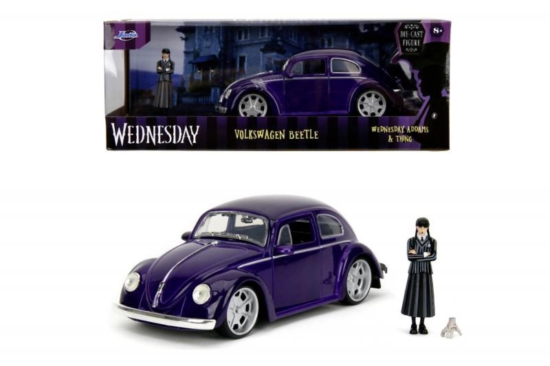Jada Wednesday auto 1972 VW Beetle 1:24 a figurka Wednesday
