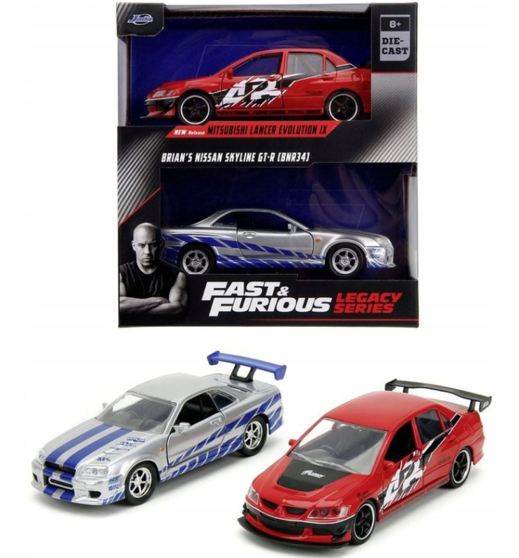 Jada Rychle a zběsile Twin Pack 2006 Mitsubishi Lancer Evo IX + Brianův 2002 Nissan Skyline GTR R34