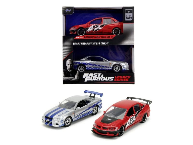 Jada Rychle a zběsile Twin Pack 2006 Mitsubishi Lancer Evo IX + Brianův 2002 Nissan Skyline GTR R34