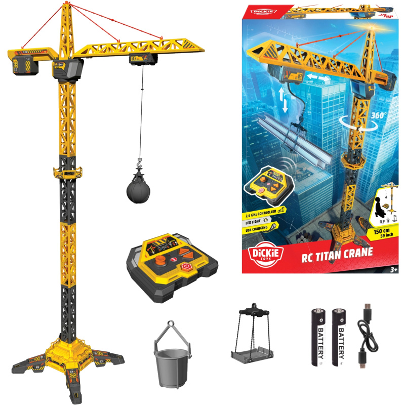Dětský RC stavební jeřáb 150 cm s otočným ramenem a USB dobíjením DICKIE TOYS
