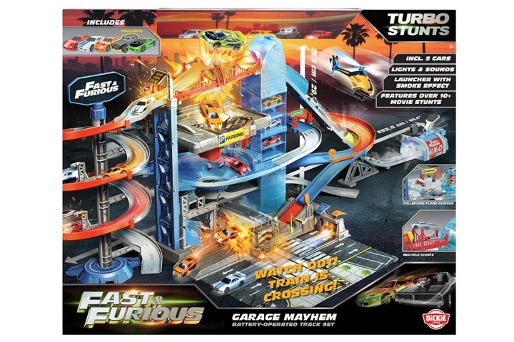 Jada Toys Fast & Furious garáž Mayhem s 5 vozidly
