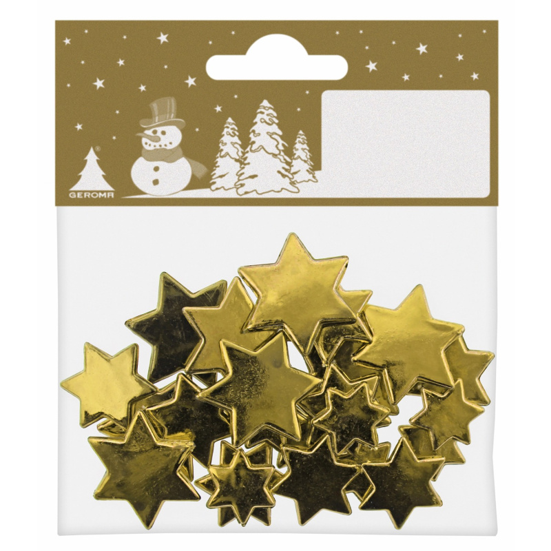 Vánoční dekorace sada hvězd, zlatá, 24 ks