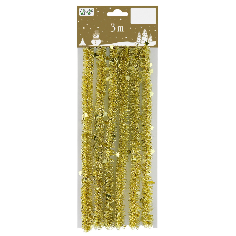 Vlnitá girlanda s hvězdami zlatá 300 cm