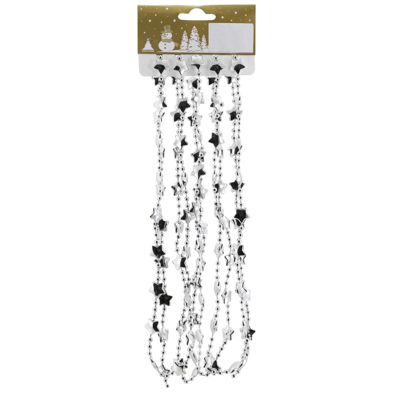 Vánoční dekorace girlanda s hvězdami, stříbrná, 270 cm