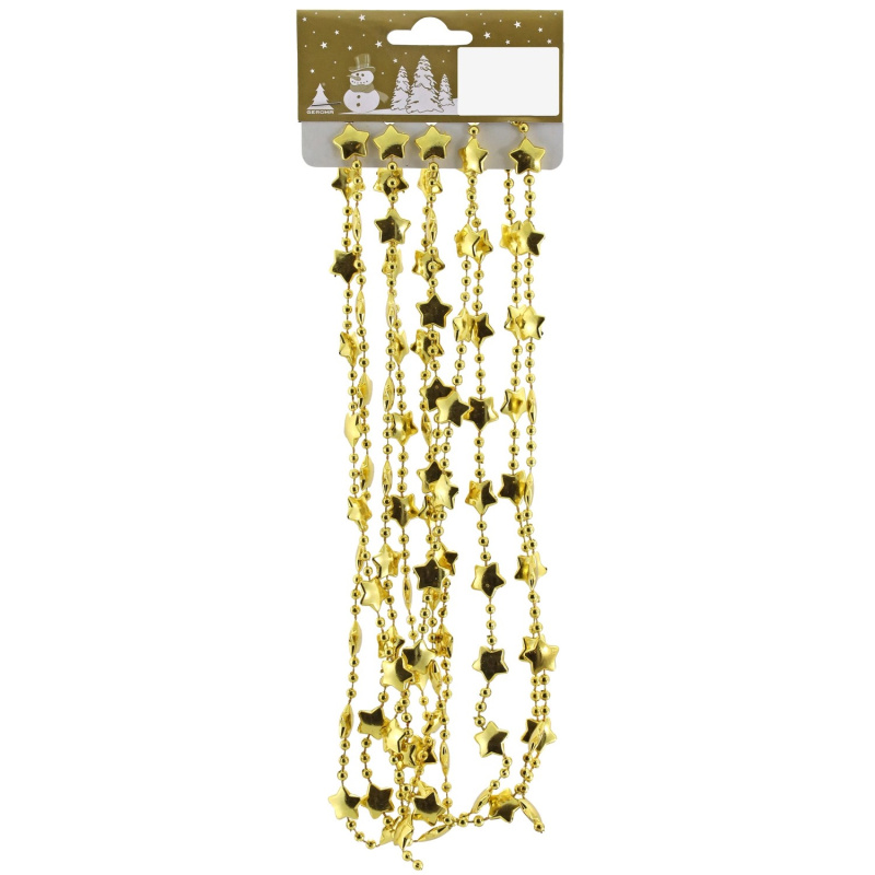 Girlanda s hvězdami plastová, zlatá, 270 cm