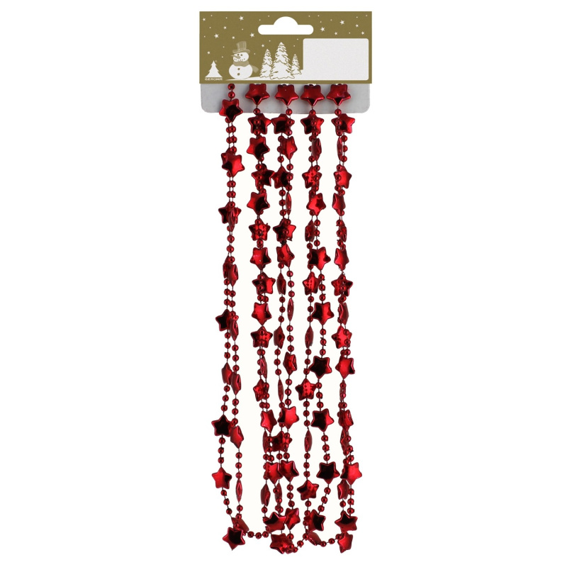 Girlanda s hvězdami plastová, červená, 270 cm