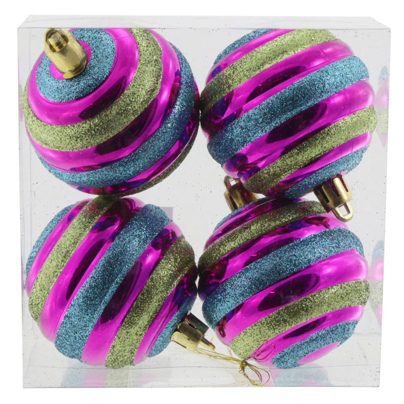 Koule plastové na vánoční stromeček, pestré, pr. 6 cm, 4 ks