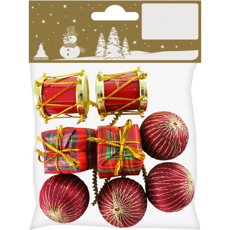 Vánoční dekorace na stůl, plast, červená/zlatá, 8 ks