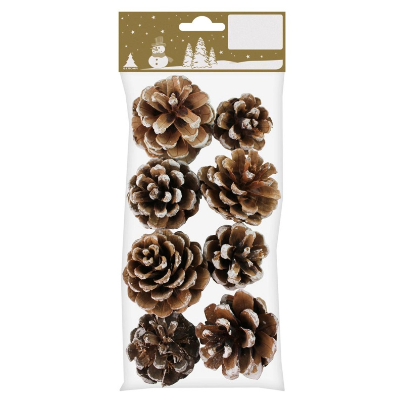 Jedlové šišky přírodní s drátem k zavěšení, 5 cm, 8 ks
