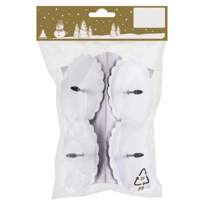 Kovový svícen s odkapávací miskou, stříbrný, pr. 7 cm,4 ks