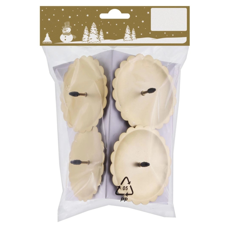 Kovový svícen s odkapávací miskou, zlatý, pr. 7 cm, 4 ks