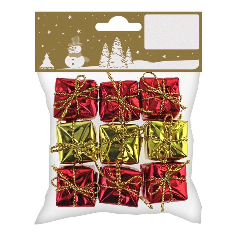 9 fóliových balíčků červené zlaté 2,5 cm