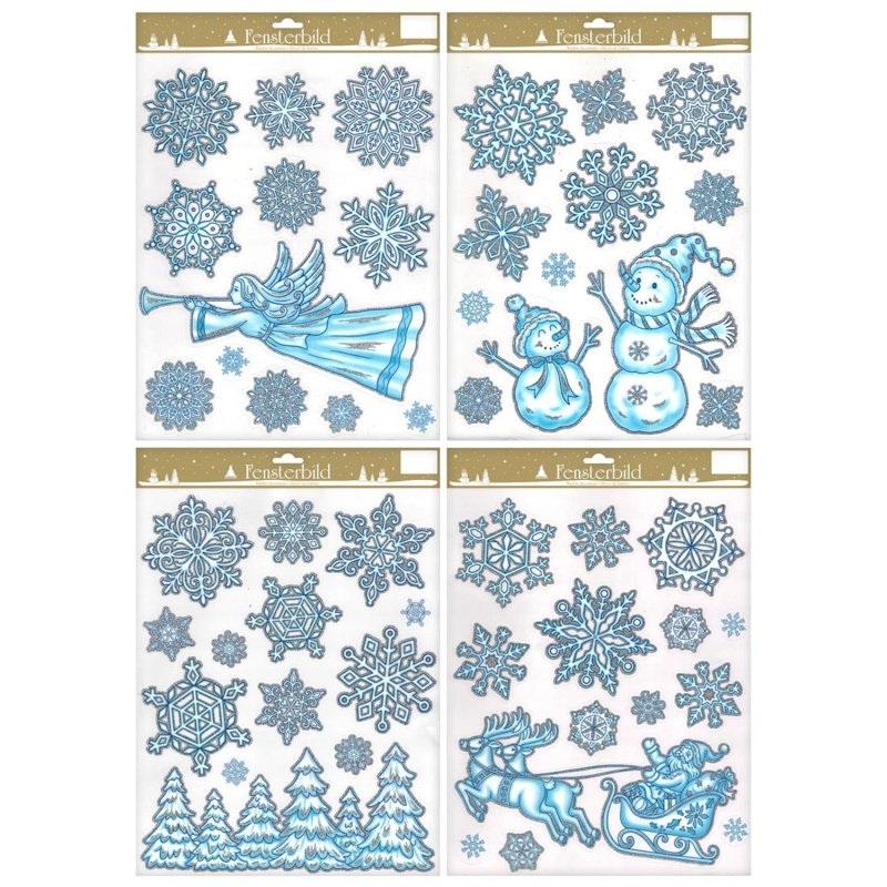 Vánoční dekorace na okno se třpytkami, 30 x 42 cm, různé druhy