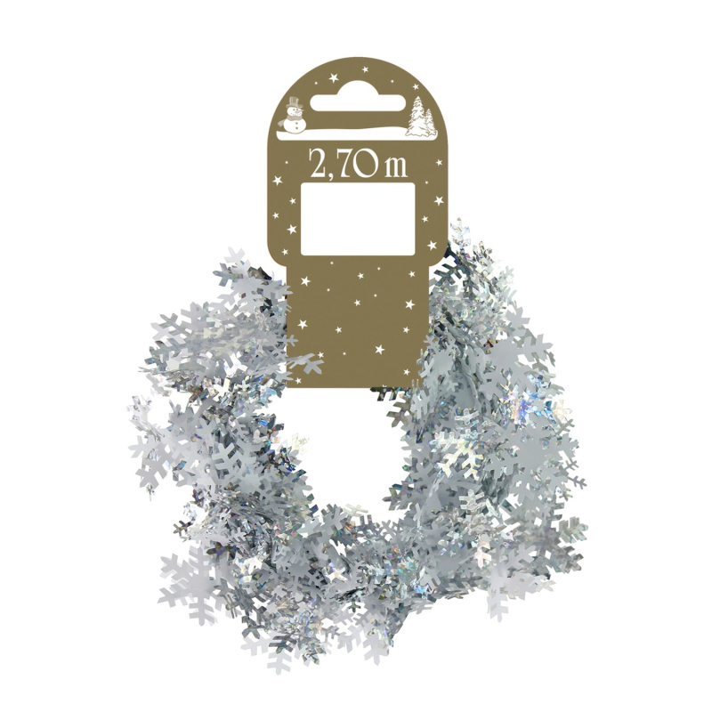 Girlanda se sněhovými vločkami bílo-stříbrná 270 cm