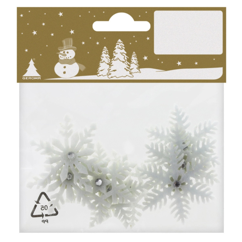 Sněhové vločky plstěné k lepení, pr. 4,5 cm, 8 ks