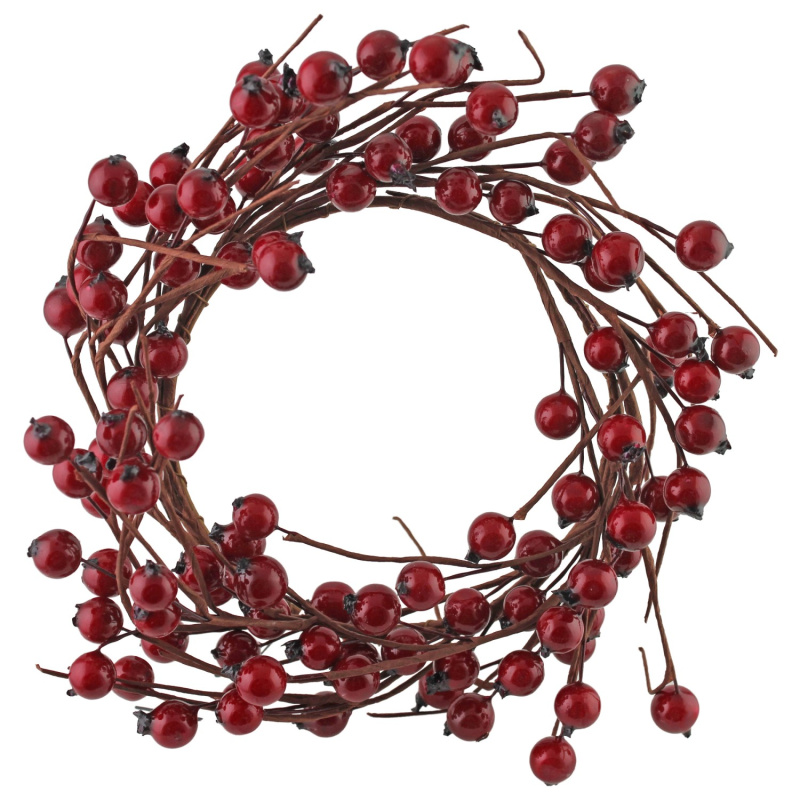 Věnec s bobulemi z drátu a plastu 9 cm