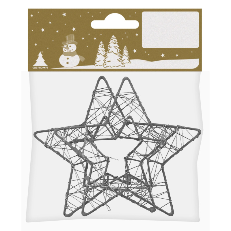 GEROMA Závěsná vánoční dekorace hvězda plastová stříbrná pr. 8 cm, 2 ks