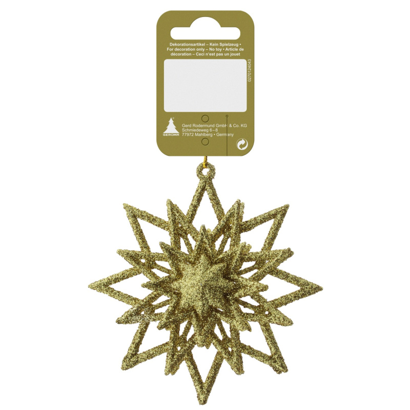 GEROMA Závěsná vánoční dekorace hvězda plastová zlatá 10 cm, 1 ks