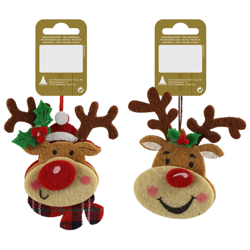 Vánoční dekorace los z plsti, různé druhy, 7 cm