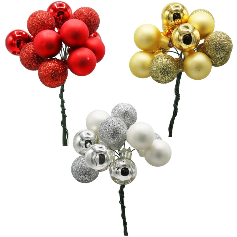 GEROMA Dekorační kuličky na drátku, různé barvy, 12 ks, pr. 2 cm