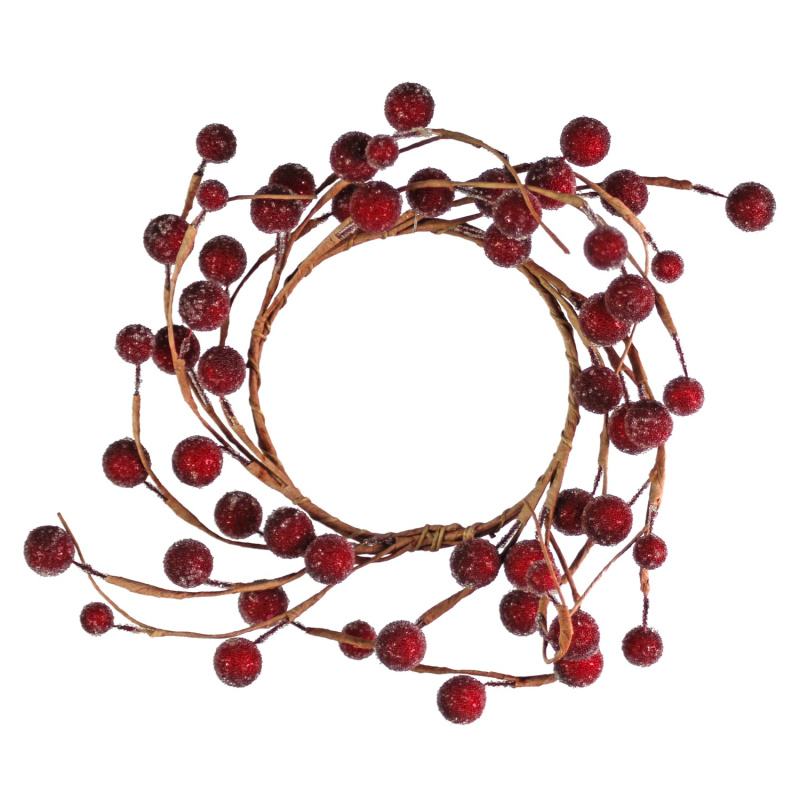 Věnec s bobulemi z drátu a plastu červeno-hnědý 10 cm