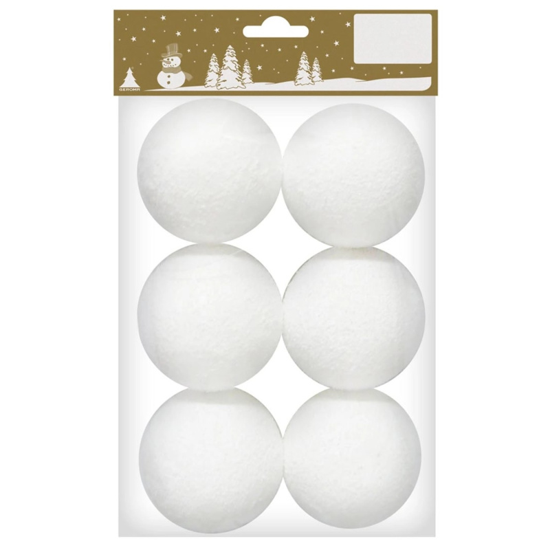 Dekorativní sněhové koule z polystyrenu, bílá, pr. 6 cm, 6 ks