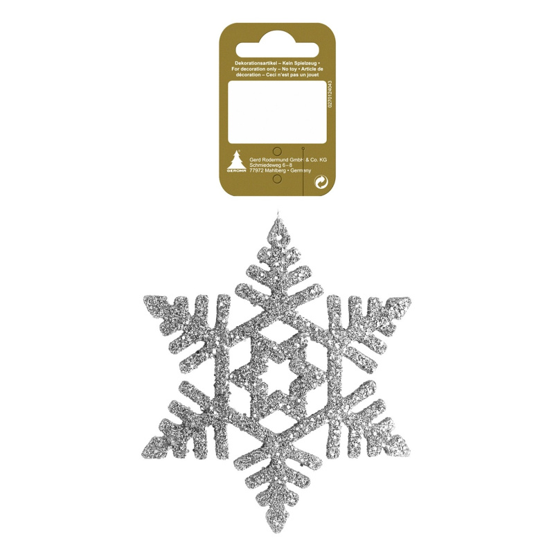 Sněhová vločka plastová se třpytkami, 10 cm