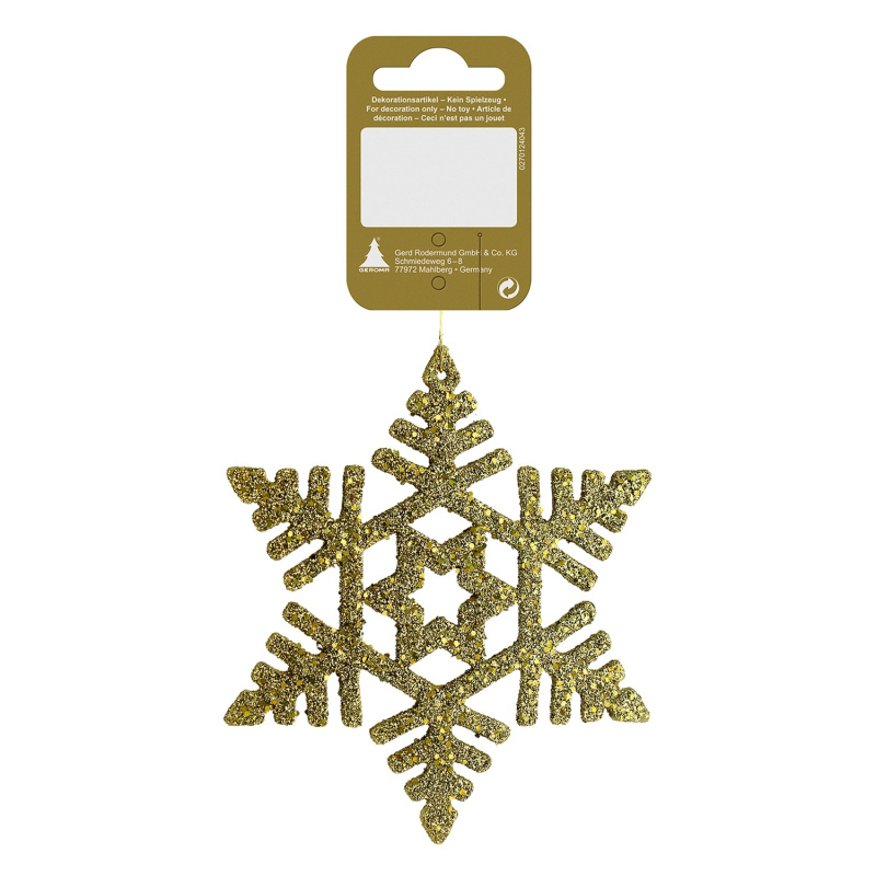 GEROMA Vánoční ozdoba sněhová vločka plast zlatá se třpytkami 10 cm