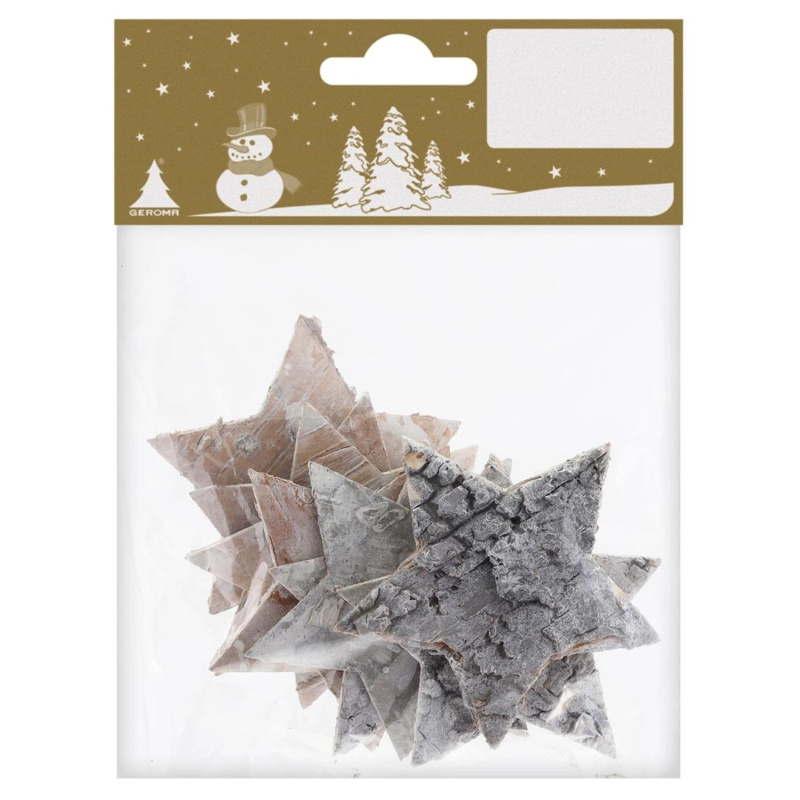 Hvězda k zavěšení ze dřeva, přírodní, 6 cm, 8 ks