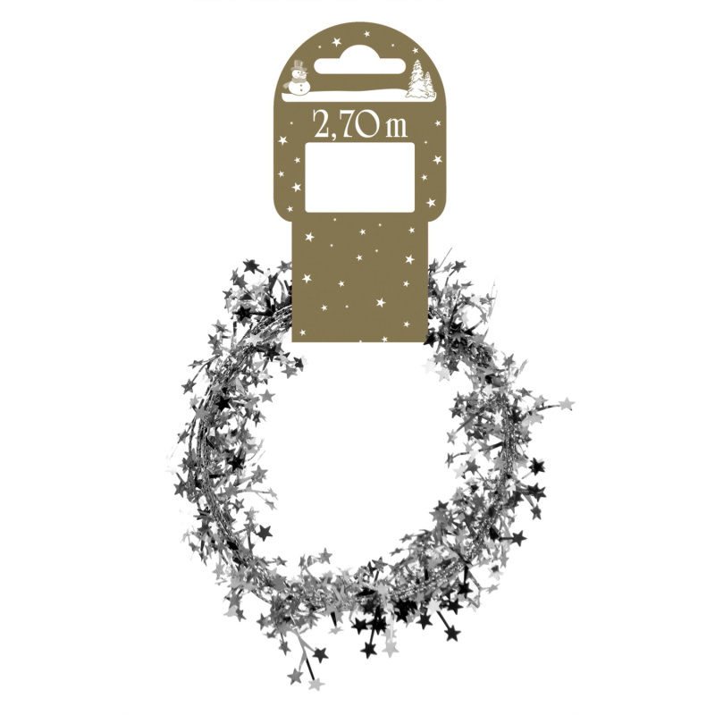 Girlanda s miniaturními hvězdami stříbrná 270 cm
