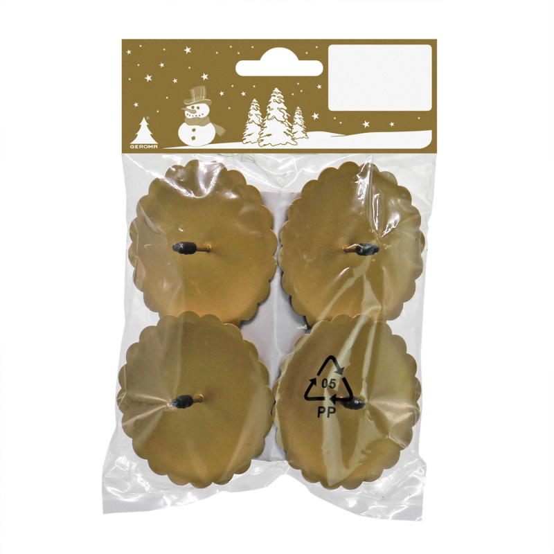 Kovový svícen kulatý, zlatý, pr. 6 cm, 4 ks