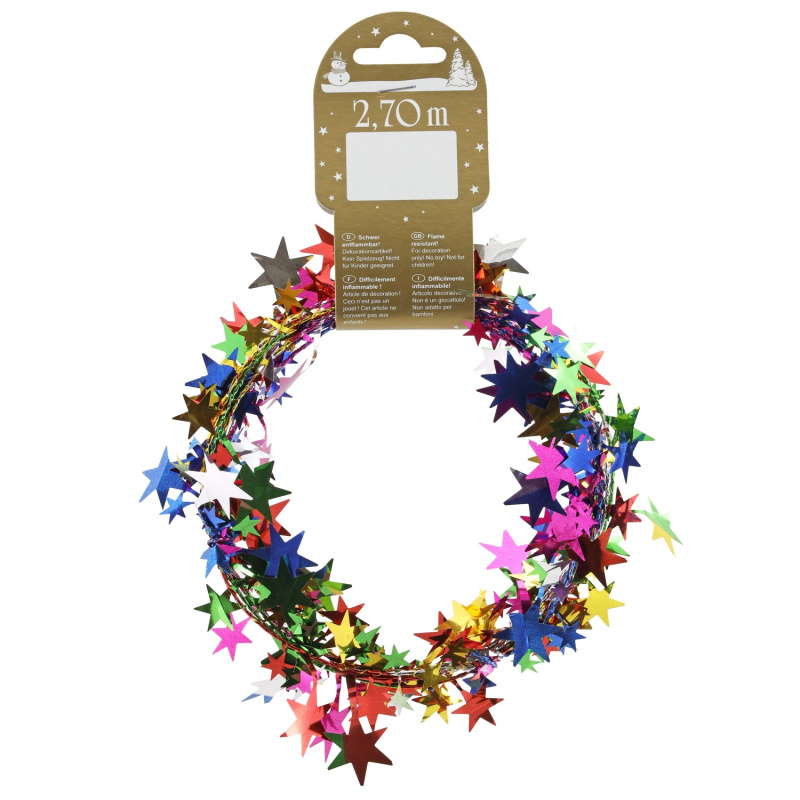 GEROMA Girlanda s hvězdičkami fóliová/drátěná vícebarevná 270 cm
