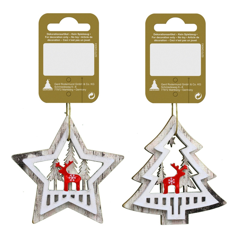 Závěsná dekorace dřevěná, přírodní, 8 cm, různé druhy